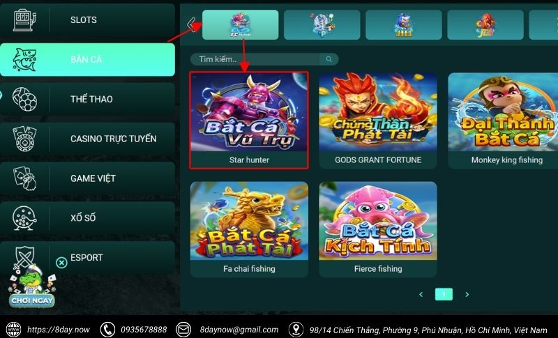 Cac buoc tham gia choi game Ban Ca Vu Tru 8Day - Buoc 2