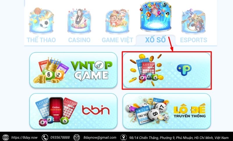 Lottery Lobby 8Day - Đa dạng thể loại, dễ dàng trúng thưởng 6 Cac buoc tham gia choi game Lottery Lobby 8Day - Buoc 2