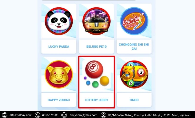 Lottery Lobby 8Day - Đa dạng thể loại, dễ dàng trúng thưởng 7 Cac buoc tham gia choi game Lottery Lobby 8Day - Buoc 3