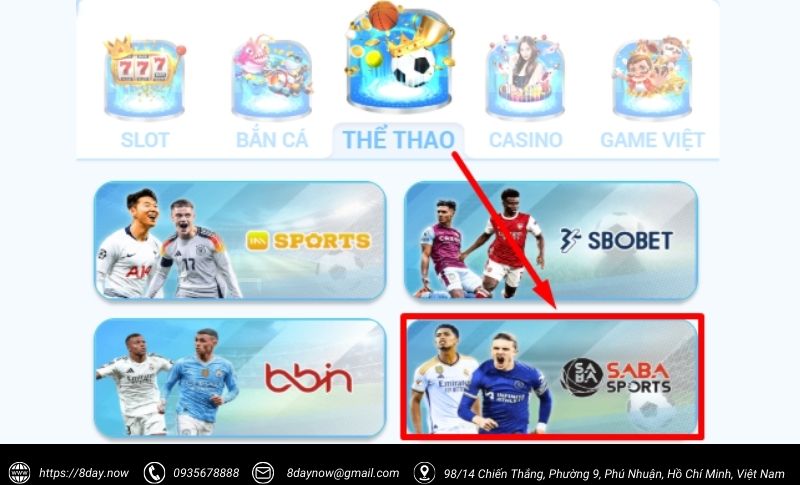 Cac buoc tham gia dat cuoc tai SABA SPORTS 8Day - Buoc 2