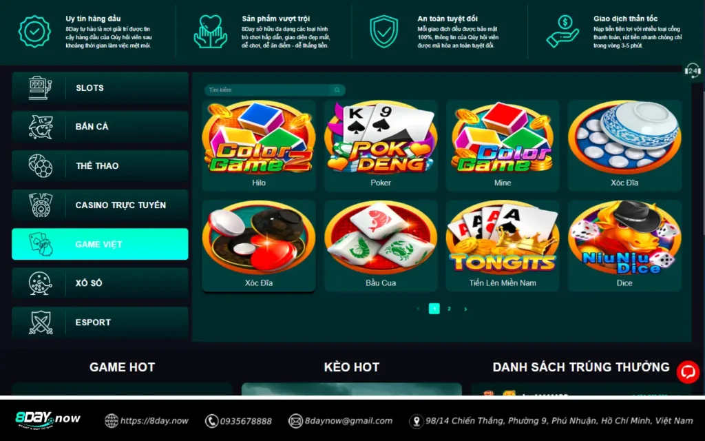 Giao dien sanh Game Viet 8 DAY